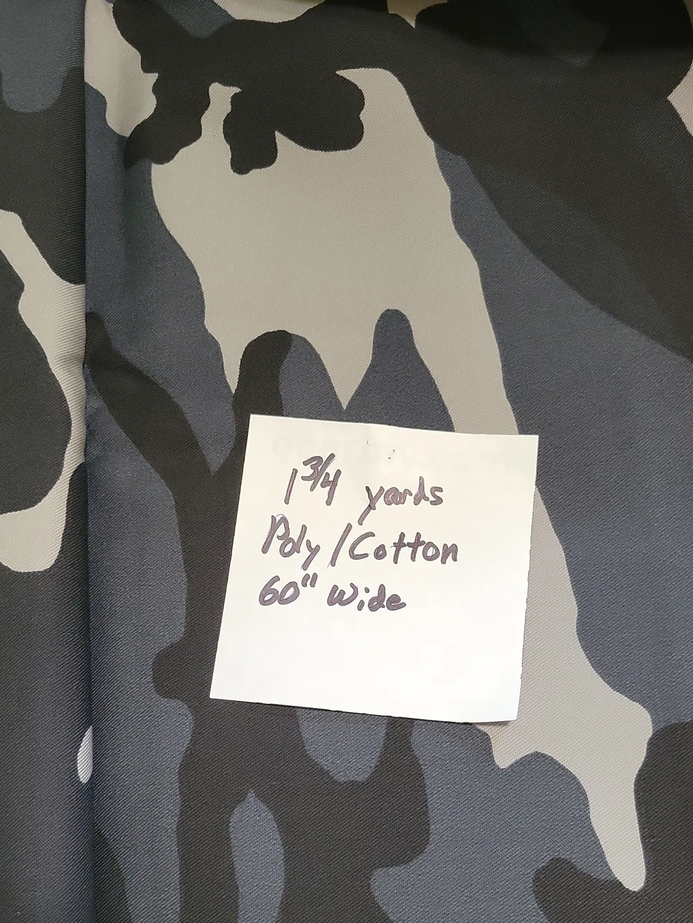 Black And Gray Camo Fabric 1 3/4 Yards